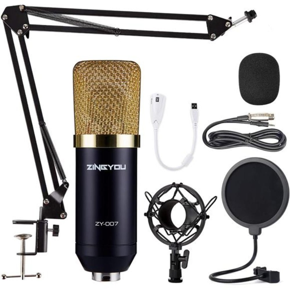 Condenser Microphone Bundle, ZY-007 Professional Cardioid Studio Condenser Mic
